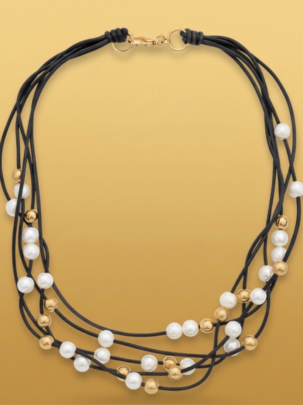 Elegant Black and Gold Multi-Strand Necklace